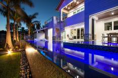 LED lighting on pool, spa, and canal home
