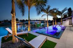 Night view of pool and intracoastal waterway