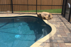 Free form pool with jump rock
