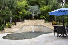 Free-form-pool-wiht-double-staircase