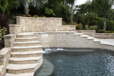 Retaining-wall-with-double-staircase-and-three-waterfalls