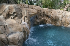 Handmade rockwork on grotto pool
