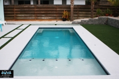 Modern pool with bench and sun shelf
