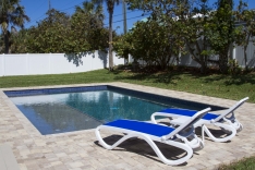 Modern pool for backyard relaxing in New Smyrna Beach