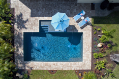 Drone shot of modern pool by All Aqua Pools