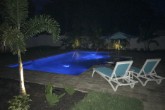 Pool lighting syncs with deck jet streams