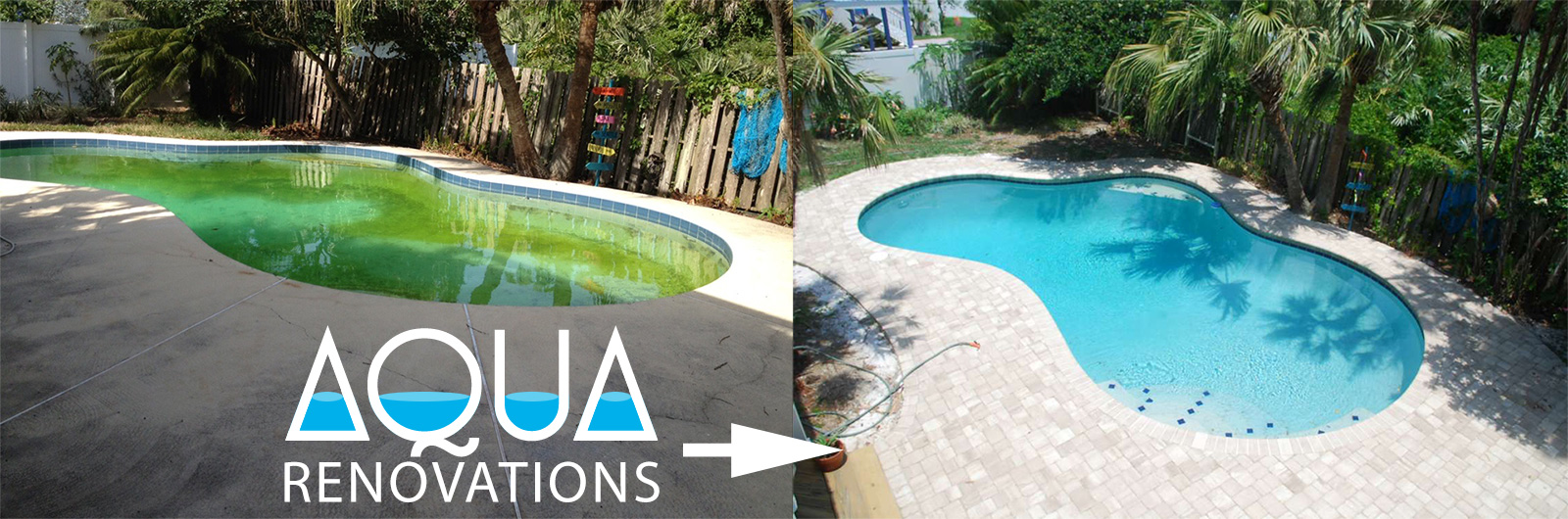 Pool renovation before and after